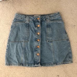 Button-Up Denim Mini-Skirt - Size 8
